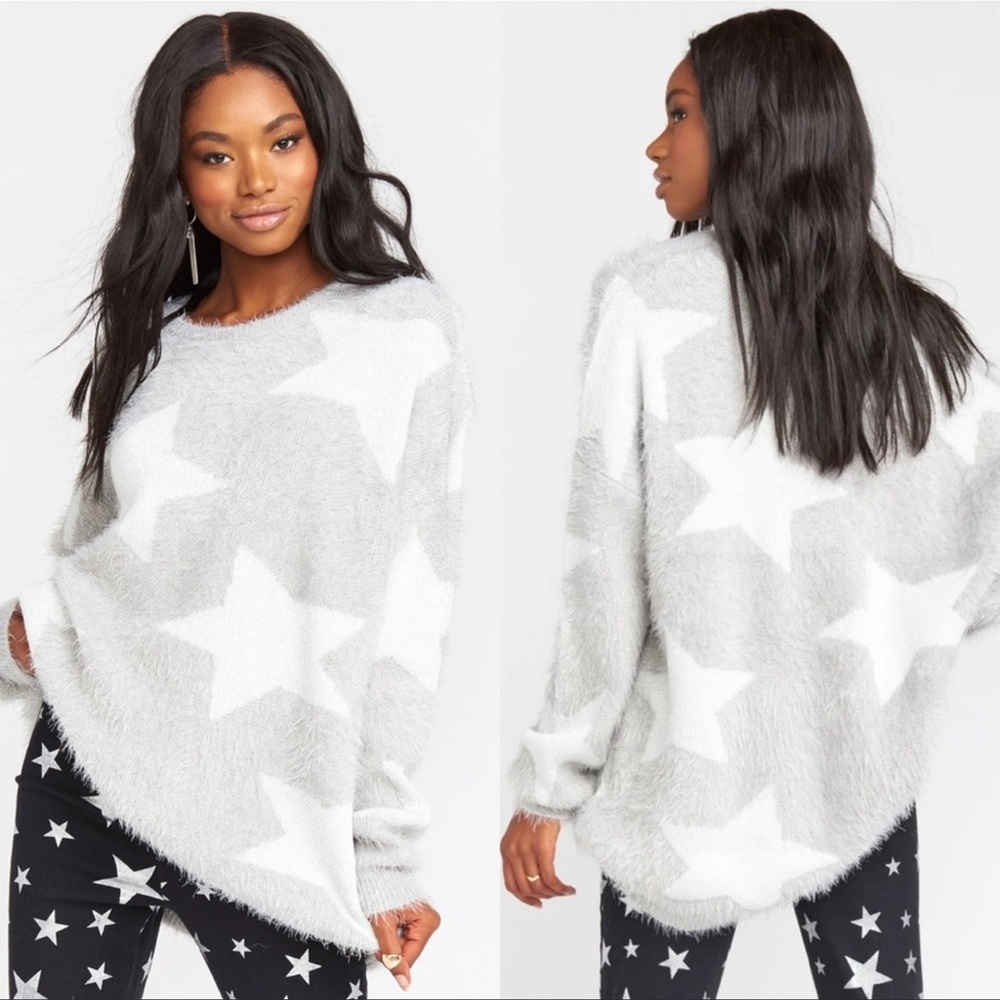Show Me Your Mumu Leighanne Sweater Fuzzy Star Knit Women's XS